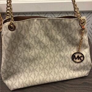 Michael Kors Beige Monogram Shoulder Bag